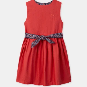 Abito Reversibile Rosso o con Stampa Floreale per Bambina