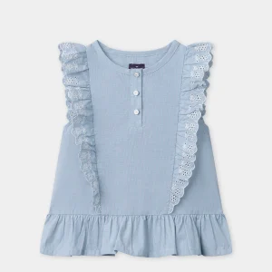 Blusa blu a volantini ragazza