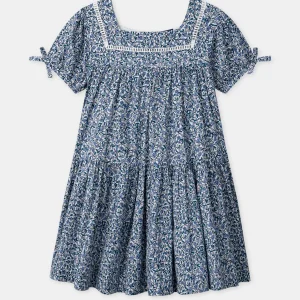 Abito Blu con Stampa Floreale per Ragazze