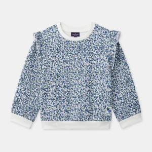 Sweatshirt Floreale Blu con Rouches per Ragazze