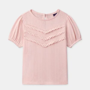 T-shirt Rosa con Maniche a Palla per Bambina