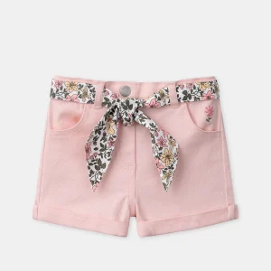 Short denim rose avec ceinture Fille