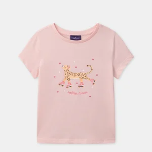 T-shirt rose imprimé léopard Fille