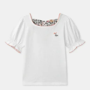 T-shirt écru à noeud Fille