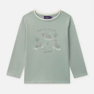 T-shirt verde a maniche lunghe per ragazzi