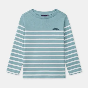 Maglietta blu a righe con maniche lunghe per ragazzi