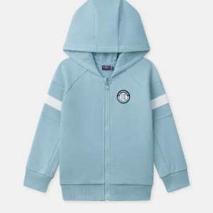 Gilet zippé à capuche bleu ciel Garçon