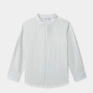 Camicia a Righe Verdi e Beige per Ragazzi
