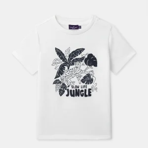 T-shirt bianca con stampa di pantera per ragazzi