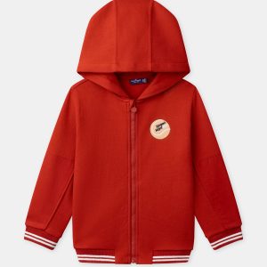 Gilet rosso con cappuccio per ragazzi