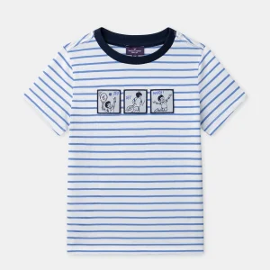 T-shirt a righe blu per ragazzo