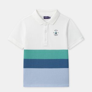 Polo bianco a righe per ragazzi