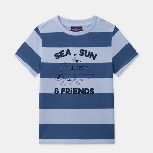T-shirt a righe blu per ragazzi