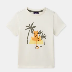 T-shirt écru imprimé léopard Garçon