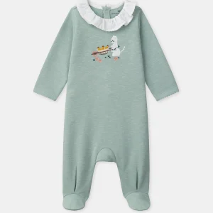 Body verde con colletto per bambina