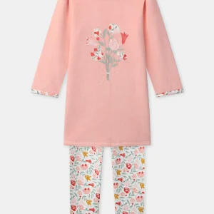 Camicia da notte stampata corallo con bouquet per ragazze
