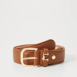 COCCINELLE cintura in pelle metal loop regolabile xl cognac