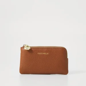 COCCINELLE Portachiavi bustina in pelle C-Me Softy COGNAC