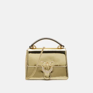 PINKO borsa love one top handle mini light oro