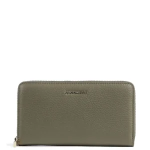 Portafoglio Coccinelle zip around Metallic Soft verde oliva