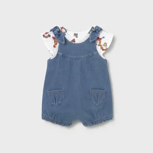 Salopette in denim neonata Mayoral