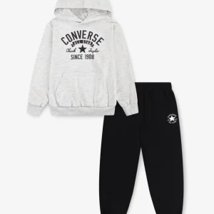 Tuta felpa con cappuccio a maniche lunghe e pantalone in cotone con grafica bambino