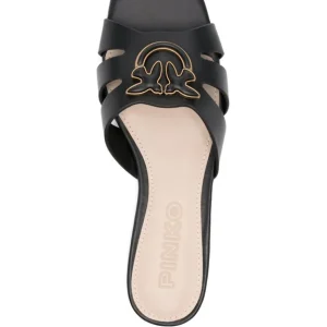PINKO ciabattina in pelle con logo nera