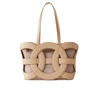 BORBONESE BORSA ALL ROUND SHOPPER MEDIUM PELLE OP sabbia