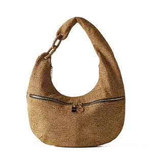 BORBONESE borsa a spalla large in camoscio op naturale