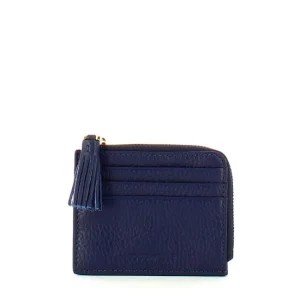 COCCINELLE portatessere tassel in pelle royal blue
