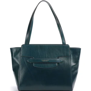 THE BRIDGE borsa shopping bag LUCREZIA in pelle BLU PAVONE