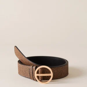 BORBONESE Cintura graffiti di Tela Rivestita OP e Pelle