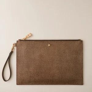 BORBONESE Bustina piatta in tela rivestita op naturale