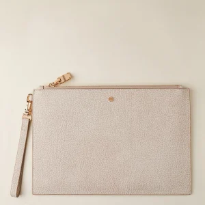 BORBONESE Bustina piatta in tela rivestita op sabbia