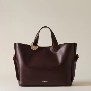 BORBONESE BORSA BRIDLE  SHOPPING MEDIUM in pelle CASTANO/MUSHROOM