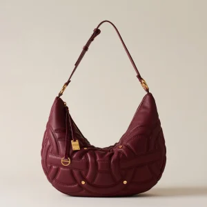 BORBONESE BORSA IN PELLE RONDO’ HOBO MEDIUM MERLOT