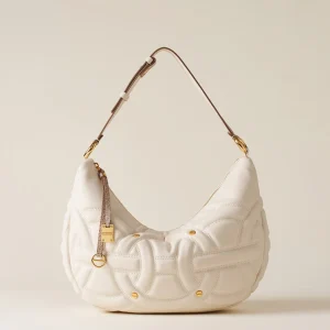 BORBONESE BORSA IN PELLE RONDO’ HOBO MEDIUM ALABASTRO/MUSHROOM
