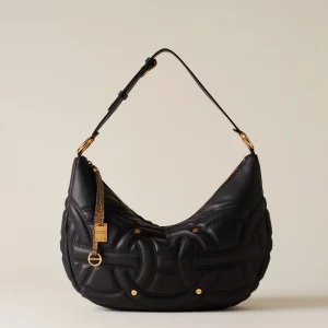 BORBONESE BORSA IN PELLE RONDO’ HOBO MEDIUM NERO OP NATURALE