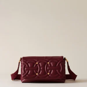 BORBONESE BORSA IN PELLE RONDO’CROSS OVER SMALL merlot