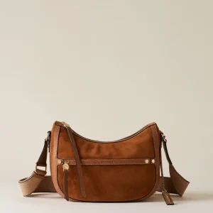 BORBONESE BORSA LUNA BAG SMALL IN PELLE SCAMOSCIATA RADICA