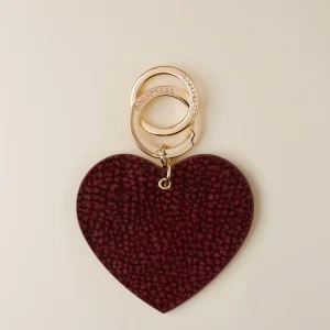 BORBONESE PORTACHIAVI ciondolo cuore in camoscio op merlot
