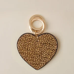 BORBONESE PORTACHIAVI ciondolo cuore in camoscio op naturale