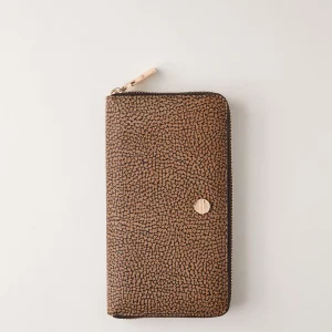 BORBONESE portafoglio large vite zip around graffiti op naturale