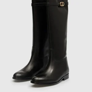 TWINSET stivale alto in pelle nero