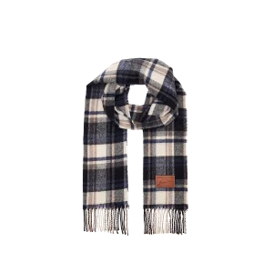 THE BRIDGE sciarpa uomo in lana con frange CHECK BLU