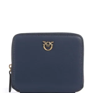 PINKO Portafoglio TAYLOR quadrato zip-around in pelle blu indaco