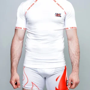 Completo MMA Manica Corta Flame Edition Bianco