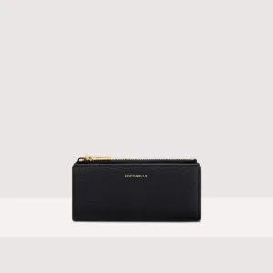 Portafoglio Coccinelle slim metallic soft  in pelle nero