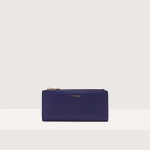 Portafoglio Coccinelle slim metallic soft  in pelle bluette