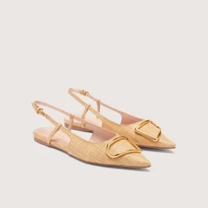 COCCINELLE ballerina Himma Straw in rafia naturale e dettaglio oro